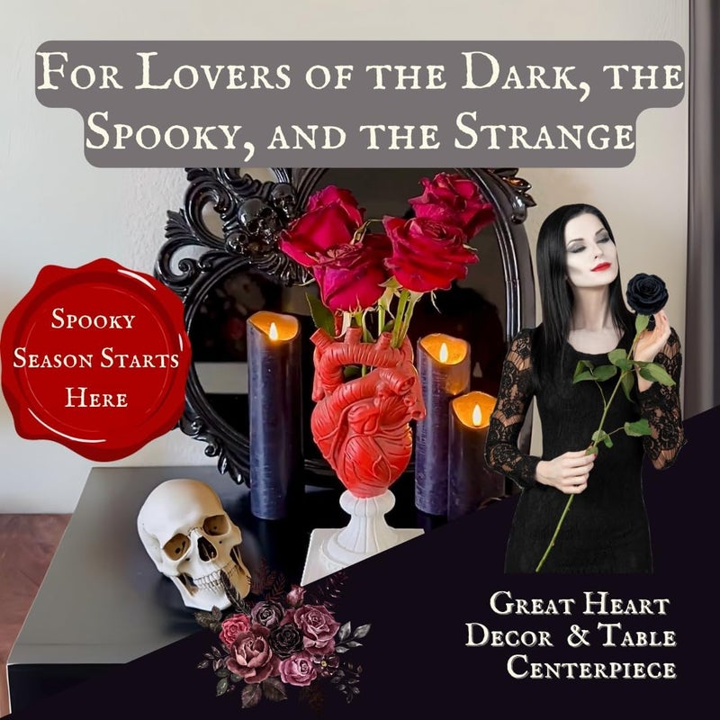 LevOli Gothic Anatomical Heart Vase - Creepy Large Human Heart Shaped Flower Planter - Horror Lovers Halloween Themed Gifts for Adult Women - Inspired by Edgar Allan Poe - Spooky Decor Weird Oddities - Image 4